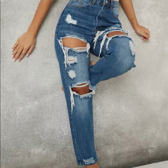 Blue Riot High Rise Ripped Mom Jeans - Picture 3 of 4